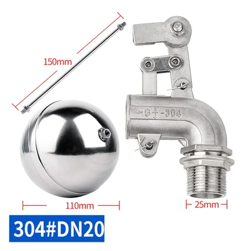Vista 2 de 1pcs Adjustable Floating Ball Valve, 304 Stainless Steel Elbow Float Valve, Water Level Controller for Water Tank Towers(1inch)