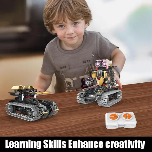 Vista 2 de Kit de construcción de robot RC 5 en 1 para niños, aplicación y control remoto STEM Robótica Técnica Codificación Robótica, Juego de erector con 323