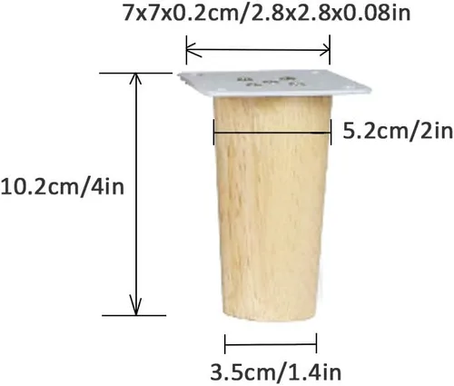 Vista 2 de Solid Wood Oak Furniture Legs,Sofa Legs,Coffee Table Legs,Cupboard Feet,Tapered Replacement Legs for TV Cabinets,Dressing Tables,Bookcase,Bench,with