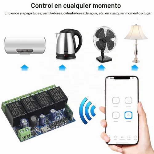 Vista 5 de Módulo de relé inteligente inalámbrico Ewelink WiFi USB 5V 4 canales, autobloqueante, contacto seco, interruptor de palanca remoto para control