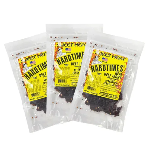 Vista 13 de Hardtimes Carne Seca Artesanal de Vaca - Sabor a Pimienta Negra - Paquete de 3 bolsas de 2.25 oz