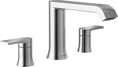 Vista 5 de Moen Genta LX T908BZG - Grifo de bañera romano moderno de dos manijas de oro broncado, requiere válvula, T908BZG