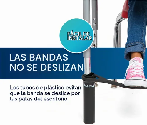 Vista 6 de Banda elástica que rebota para escritorios, para que inquietos apoyen sus pies, color negro ADHD
