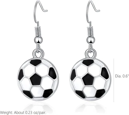 Vista 5 de Aretes colgantes de pelota deportiva aretes de fútbol, baloncesto, fútbol, voleibol, béisbol para mujeres fanáticos