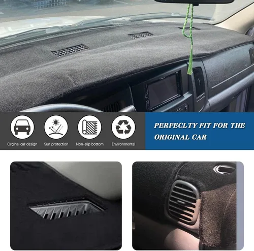 Vista 2 de Cubierta del Tablero Alfombrilla Tapete Compatible con Dodge Ram 1500 2500 3500 de 1998 1999 2000 2001 (Negro)