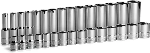 Vista 10 de Capri Tools Juego de llaves maestras de cromo de 3/8 pulgadas, 6 puntos, 8 a 22 mm, poco profundo y profundo con riel de aluminio de fundición