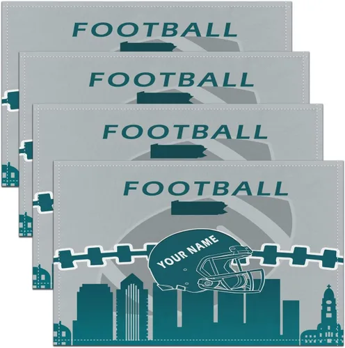 Vista 10 de Erosebridal Juego de 4 manteles individuales personalizados de fútbol de 12 x 18 pulgadas, manteles individuales para adultos, manteles individuales