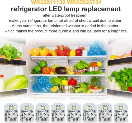Vista 4 de WR55X11132 Reemplazo de lámpara LED para refrigerador, se adapta al módulo de luz LED GE refrigerador, reemplaza WR55X25754 WR55X30602 WR55X26486