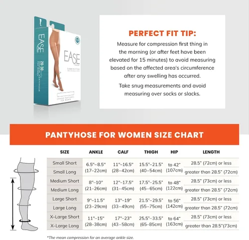 Vista 3 de Pantimedias de apoyo para mujer de Ease Opaque 20 30 mmHg Medias de compresión moderadas (azul marino, extra largo)