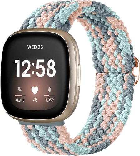 Vista 28 de Maledan Banda elástica trenzada compatible con Fitbit Sense/Versa 3/4 y Sense 2, correa elástica suave para reloj inteligente, accesorio