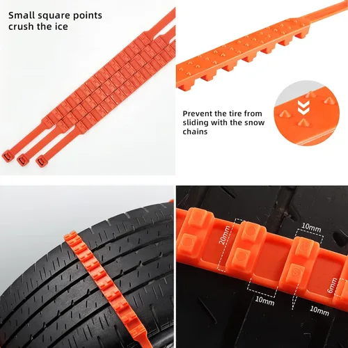 Vista 2 de Cadenas de nieve reutilizables para automóviles, cables de neumáticos (rojo)