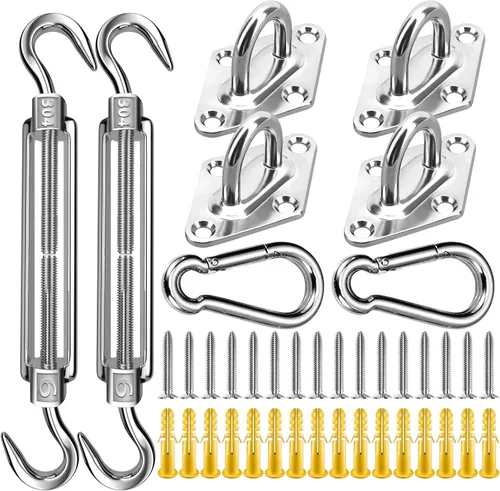 Vista 8 de Kit de accesorios para vela de sombra de 80 piezas, kit de accesorios de sombra de sol de 5 pulgadas de acero inoxidable 304 de grado marino súper