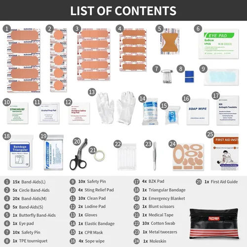 Vista 4 de Kit de emergencia para automóvil (126 piezas), regalo para padre, mujer, amigo, esencial de asistencia en carretera de primera calidad con cables