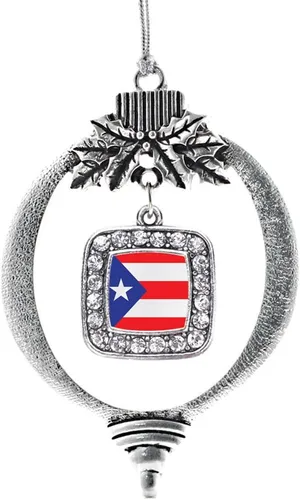 Vista 22 de Inspired Silver - Nana púrpura - Adorno de Navidad plateado - Adorno cuadrado para árbol de Navidad con circonita cúbica - Decoración colgante