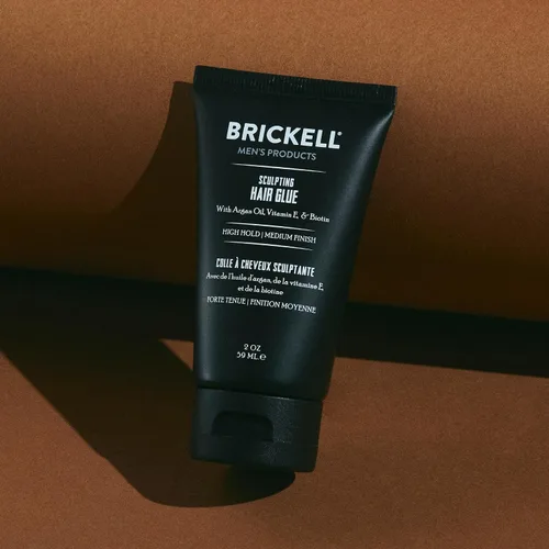 Vista 4 de Brickell - Pegamento para el cabello para hombre para esculpir y dar forma durante todo el día, con aceite de argán, vitamina E y aloe, 2 onzas