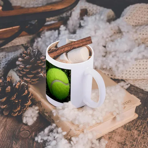 Vista 5 de 3dRose Foto de pelota de tenis en la hierba taza de cerámica, 11 oz, blanco, taza_184358_1