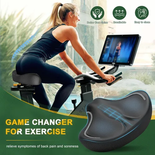 Vista 4 de New Noseless Oversized Bike Seat, Extra Wide Comfort Pure Memory Foam Bicycle Seat Cushion, Compatible Saddle Replacement with Electric Bike Negro