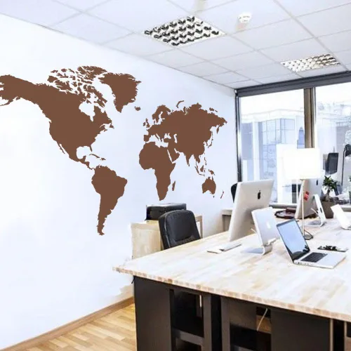 Vista 10 de Vinilo decorativo para pared, diseño de mapa del mundo, para el hogar y la oficina (negro, 24 pulgadas de alto x 48 pulgadas de ancho)