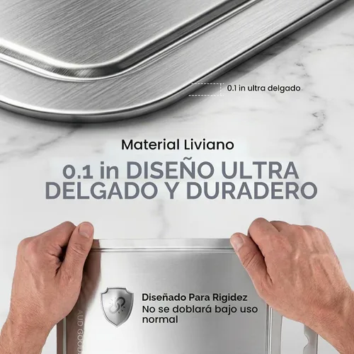 Vista 4 de Tablas de cortar de acero inoxidable para cocina, tabla de cortar de acero inoxidable con ranuras para jugo, doble cara, paquete de 3 tamaños