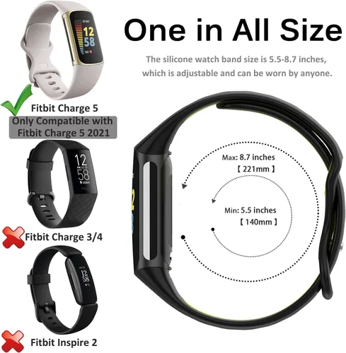 Vista 4 de Miimall Compatible con Fitbit Charge 5 6, correa deportiva de silicona suave impermeable para Fitbit Charge 5 2021 Fitbit Charge 6 2023 mujeres