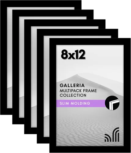 Vista 14 de Americanflat Portarretratos de 3 x 5 con plexiglás pulido, juego de 5 unidades, colección Galleria, marcos para mesa y pared, color negro