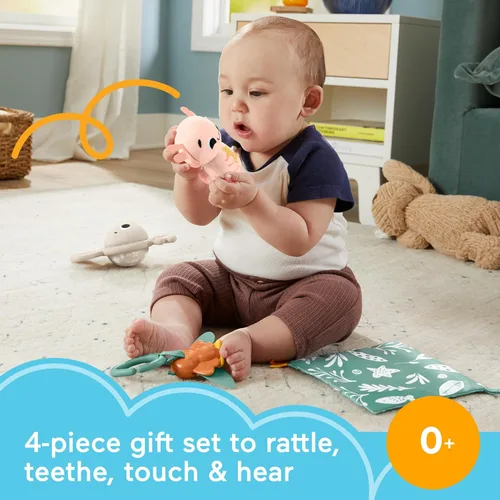 Vista 2 de Fisher-Price Juego de juguetes para bebés con tantos sentidos, 4 actividades sensoriales para el juego de desarrollo para recién nacidos a partir
