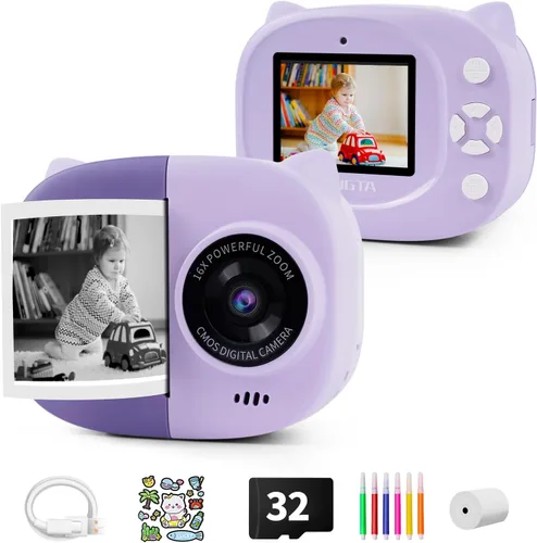 Vista 7 de Cámara de Impresión Instantánea Rongta para Niños, Impresora Foto Portátil para Regalos de Cumpleaños, Juguetes para Niños, Cámara Digital Infantil