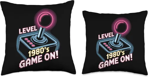 Vista 3 de Level 1980's Game On Retro Arcade Joystick Throw Pillow