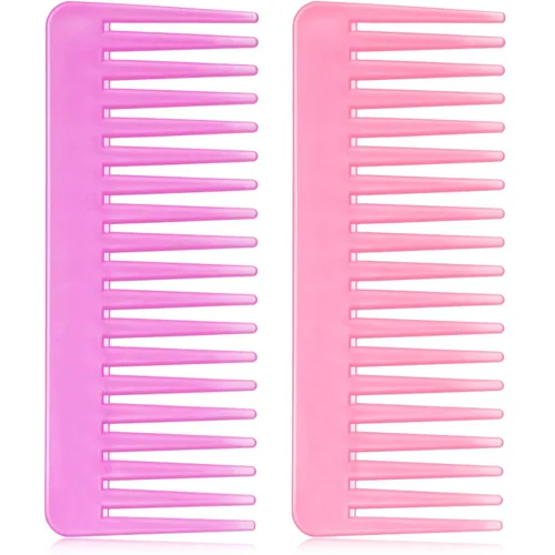 Vista 11 de Patelai Peine de dientes anchos, peine desenredante grande para cabello rizado, húmedo y seco, sin mango, accesorios desenredantes (ámbar)