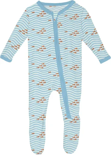 Vista 42 de KicKee Baby & Toddler - Pijama de viscosa ultrasuave de bambú con patas abatibles y puños