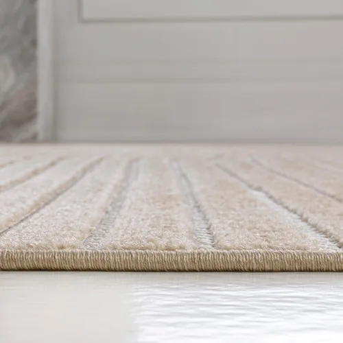 Vista 6 de Eyely NCS100D-3 - Alfombra de área para interiores/exteriores Hallie, diseño minimalista de curvas geométricas altas y bajas, beige/crema, 3 pies x