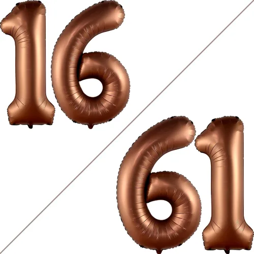 Vista 2 de KatchOn Globo marrón café con el número 16 de 1 pieza, 40 pulgadas, decoraciones de cumpleaños para niñas y niños Globo marrón café número 16 de 1