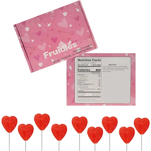 Vista 2 de Paletas rojas para el día de San Valentín, con doble forma de corazón, sabor a cereza, Kosher Parve, envueltas individualmente, (media libra)