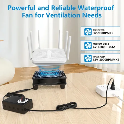 Vista 2 de Ventilador de computadora con enchufe de CA, ventilador de computadora de 12 V con CC 3-12 V a CA 100-240 V controlador de velocidad para Biltong