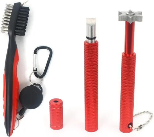 Vista 9 de VIPMOON Golf Club Cleaner Kit, 2 Pcs Groove Sharpener Regrooving Tool and 1 Pcs Retractable Club Cleaner Brush, Portable Groove Sharpener Tool for
