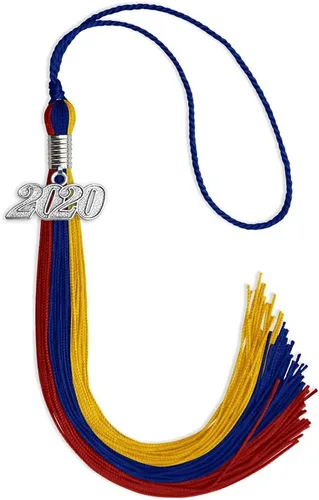 Vista 42 de Endea Graduation Borla de triple color con gota de fecha plateada (negro/dorado/granate, 2020)