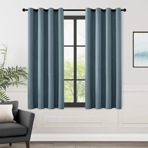 Vista 70 de ChrisDowa Cortinas 100% Opacas de Abedul Sólido de 45 Pulgadas de Largo, 2 Paneles para Dormitorio y Sala de Estar, Estilo Granja Oscurecedoras