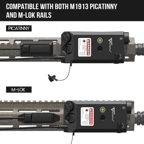Vista 2 de VOTATU V840 Combo de luz láser, linterna láser verde/IR de 1500 lm para rifle AR, doble láser de una salida, combo de linterna láser con interruptor