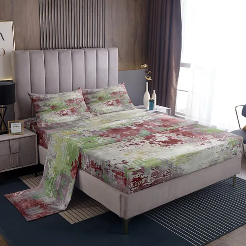 Vista 8 de Erosebridal Juego de sábanas tamaño individual con estampado de teñido anudado en acuarela, degradado beige y gris, para niños y adolescentes, juego