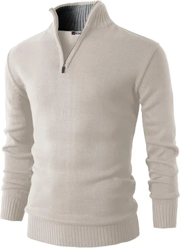 Vista 17 de H2H Suéter de cuarto cremallera para hombre, estilo casual, ajustado, polo Kmoswl021-azul marino