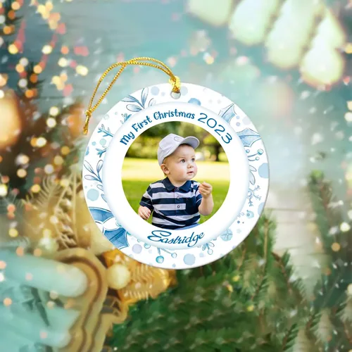 Vista 4 de Adornos de Navidad personalizados con foto, adorno de recuerdo personalizado con nombre de bebé, nuevo regalo de bebé, recuerdo de bebé