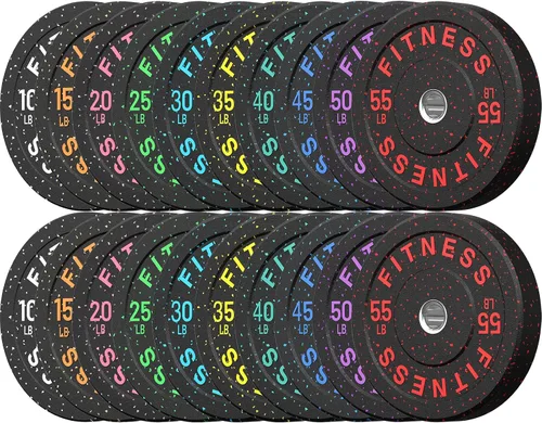 Vista 16 de HANDBODE 2-Inch High-Bounce Bumper Plates, Olympic Weight Set, 10-650 lb