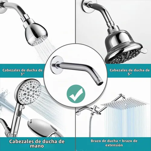 Vista 2 de Cobbe Brazo de ducha con brida y cinta de teflón, brazo de ducha de 6 pulgadas montado en la pared, extensión de acero inoxidable 304 para cabezal