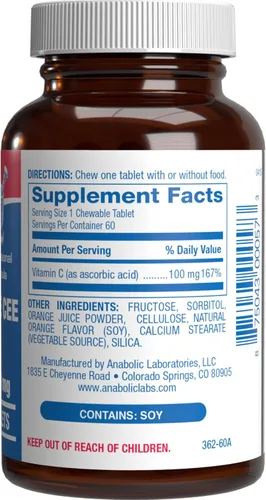 Vista 3 de Tabletas masticables de vitamina C para niños, deliciosa y nutritiva, vitamina C masticable para apoyo inmunológico y bienestar general, hechas