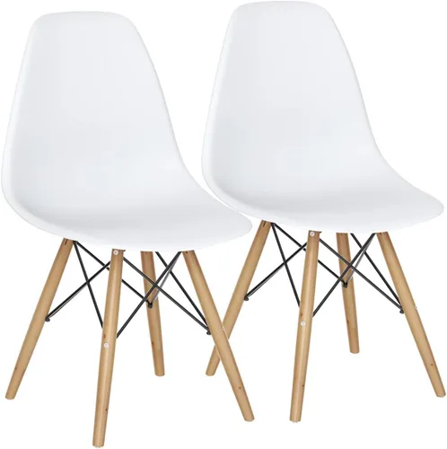 Vista 10 de GOFLAME DSW - Juego de 2 sillas de comedor, sillas de plástico con patas de madera, sillas sin brazos de estilo moderno para sala de estar, cocina