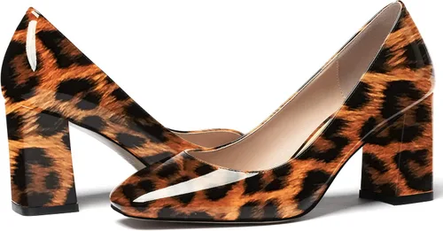 Vista 6 de WAYDERNS Zapatos de tacón alto con puntera cuadrada sólida para mujer, de 3 pulgadas