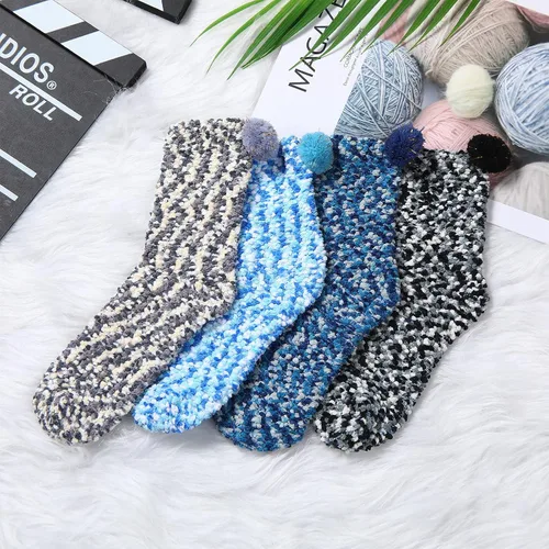 Vista 7 de SATINIOR 4 Pairs Valentine's Day Cupcake Socks Gifts for Women Girl Fuzzy Fluffy Sock DIY Present Socks Birthday Gifts