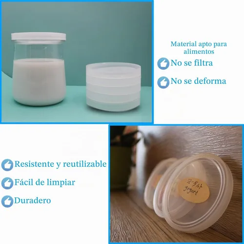Vista 2 de Tapas para tarros de yogur compatibles con Oui, con etiquetas, plástico transparente, paquete de 12 12+1