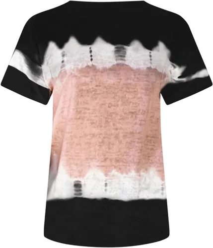 Vista 4 de Womens Summer Tops 2024 Casual Dressy Short Sleeve V Neck T Shirts Loose Soft Cute Print Tees Trendy Tunic Blouses Clothes