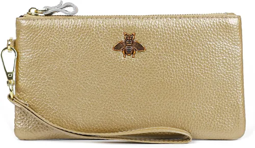 Vista 21 de imeetu Bolso de mano con asa para muñeca de cuero para mujeres, monedero para celular con correa para la muñeca A-manzana verde